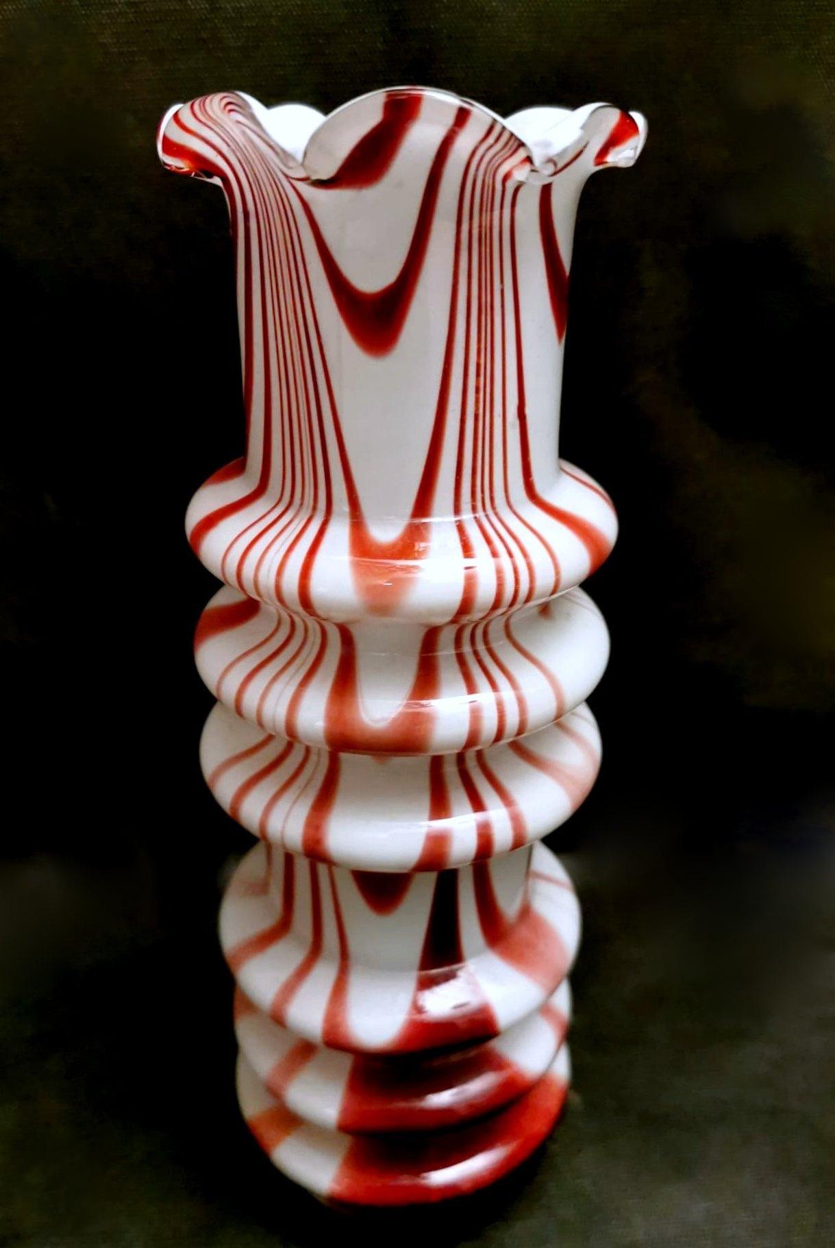 Hand-Crafted Moretti Carlo Murano Vase in Colored Opaline Glass