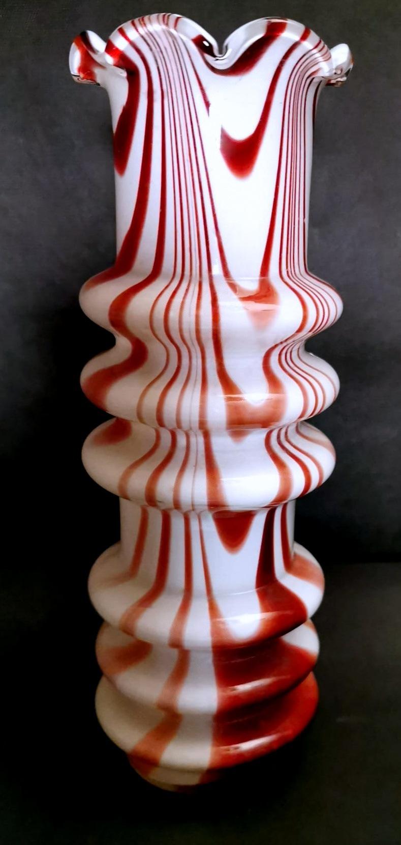 Late 20th Century Moretti Carlo Murano Vase in Colored Opaline Glass