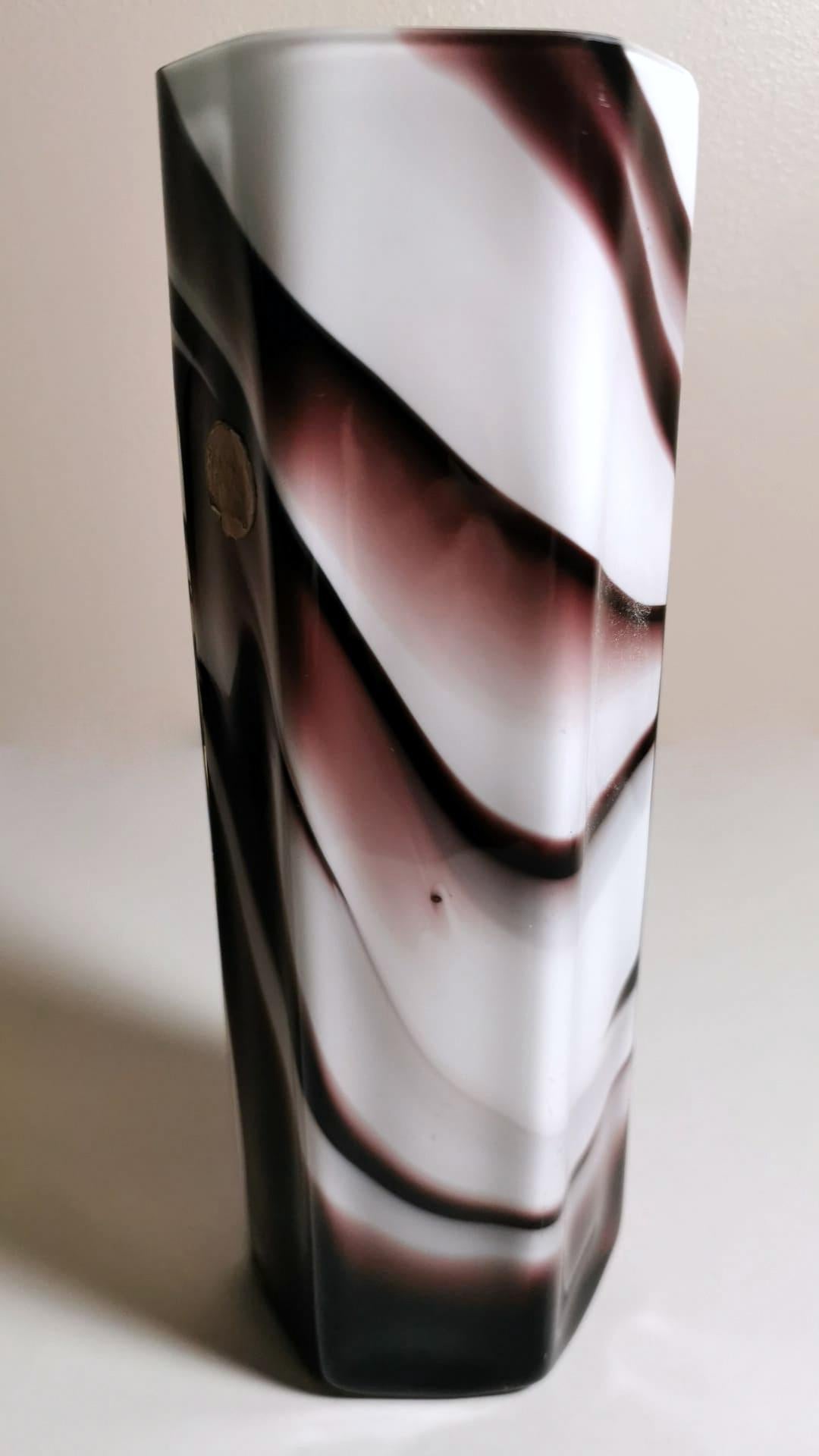 20th Century Moretti Carlo Murano Vase In Colored Opaline Glass For Sale