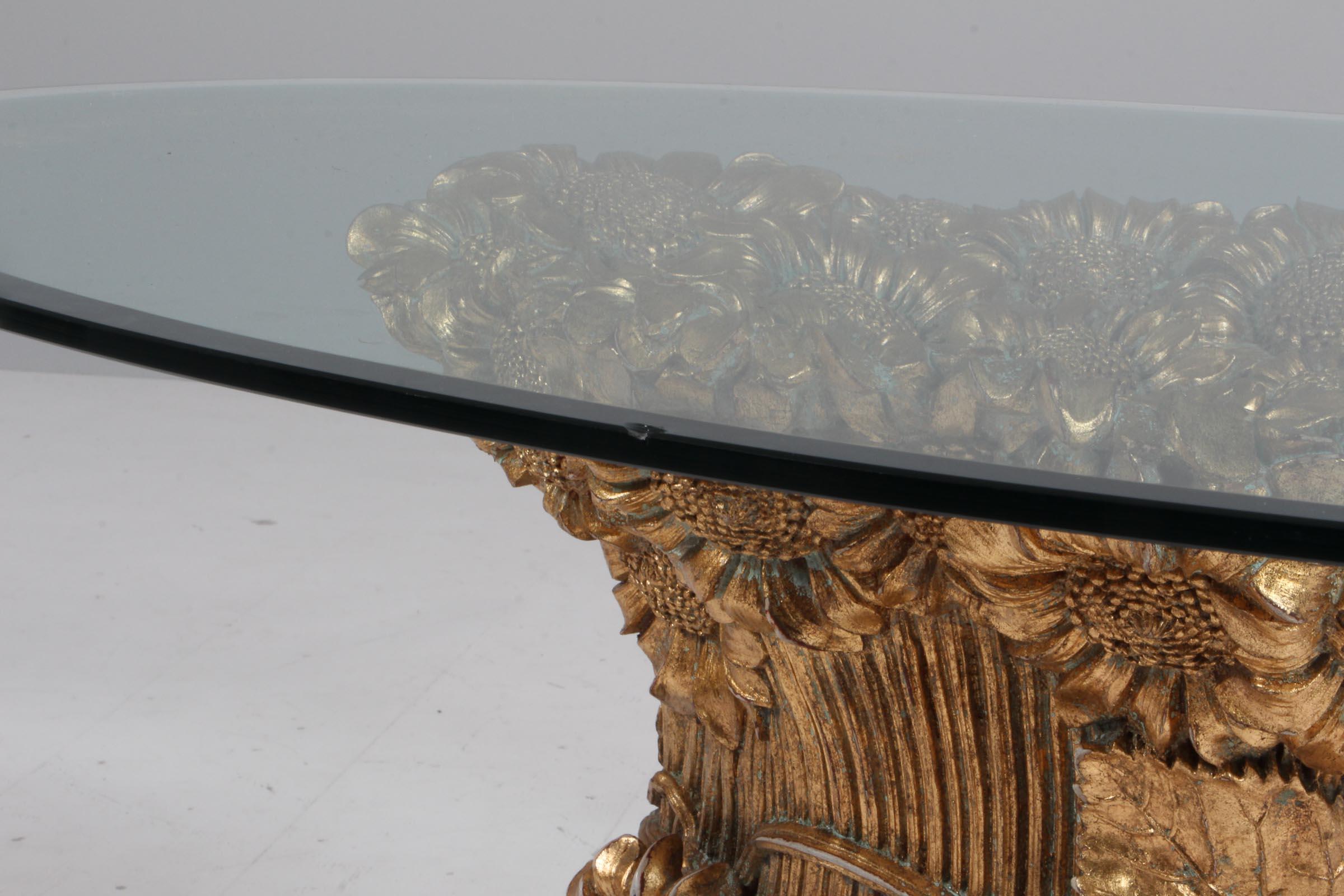 Italian Morex table with floral gold decoreations. Hollywood Regency, 1950s Italy For Sale