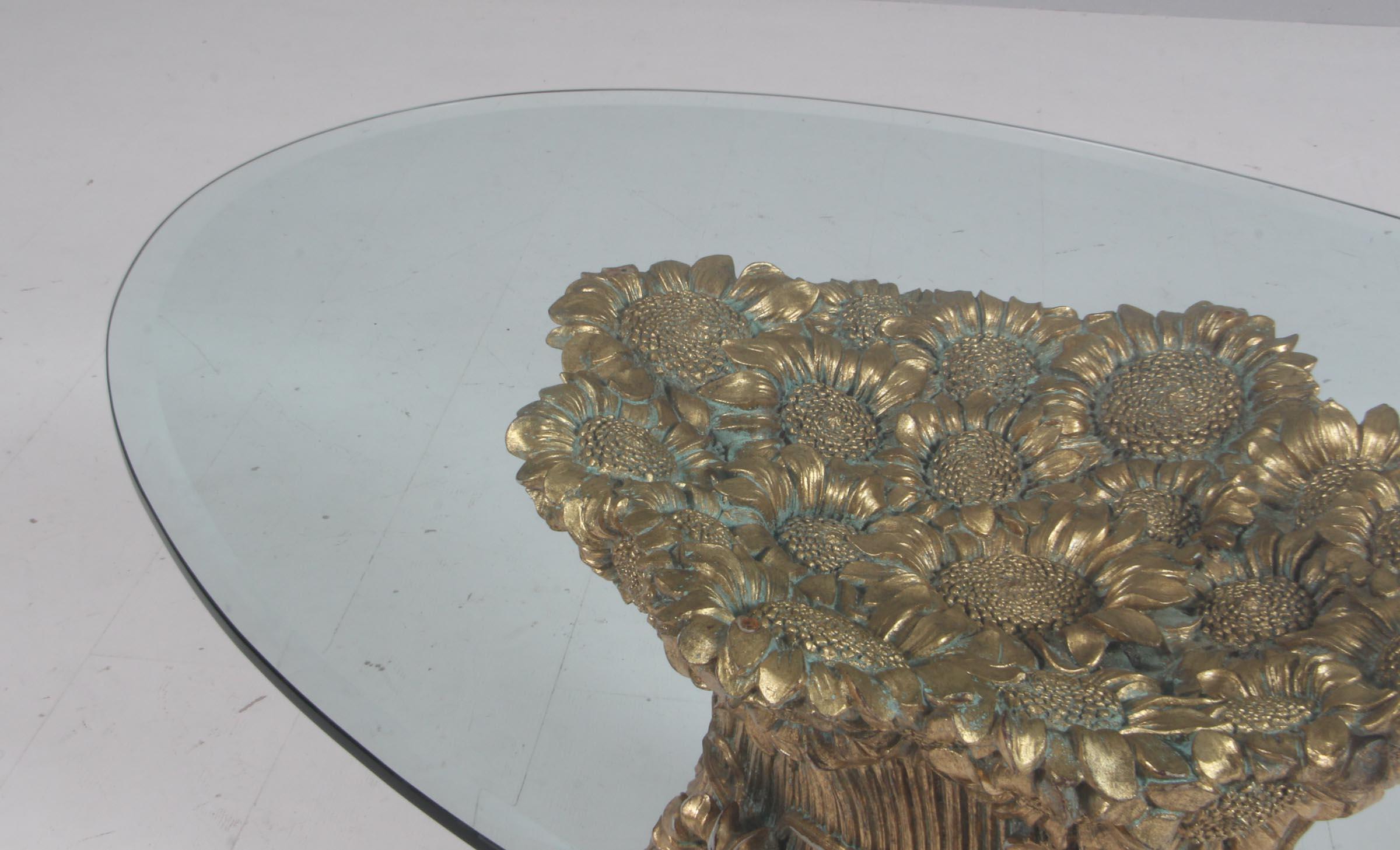 Mid-20th Century Morex table with floral gold decoreations. Hollywood Regency, 1950s Italy For Sale