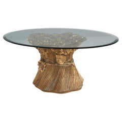 Vintage Morex table with floral gold decoreations. Hollywood Regency, 1950s Italy