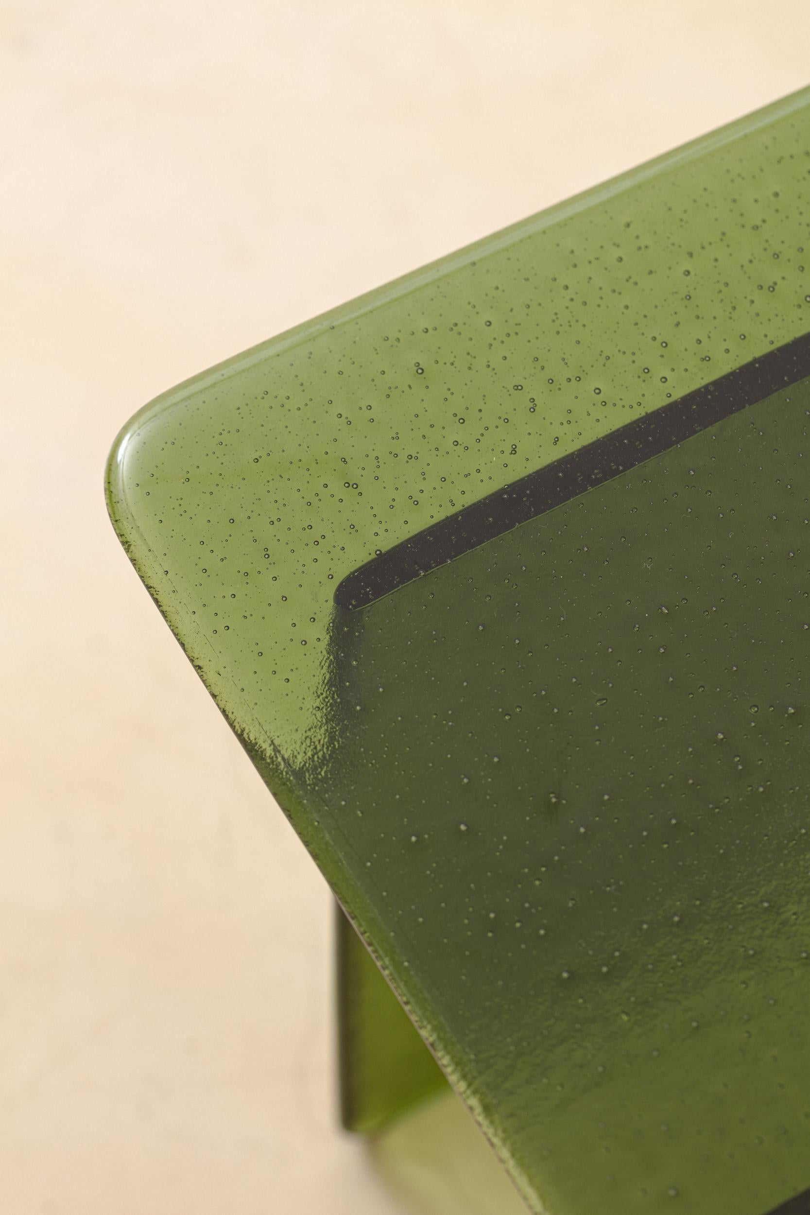 Glass Morfa Side Table by Lucas Recchia, Contemporary Brazilian Design For Sale