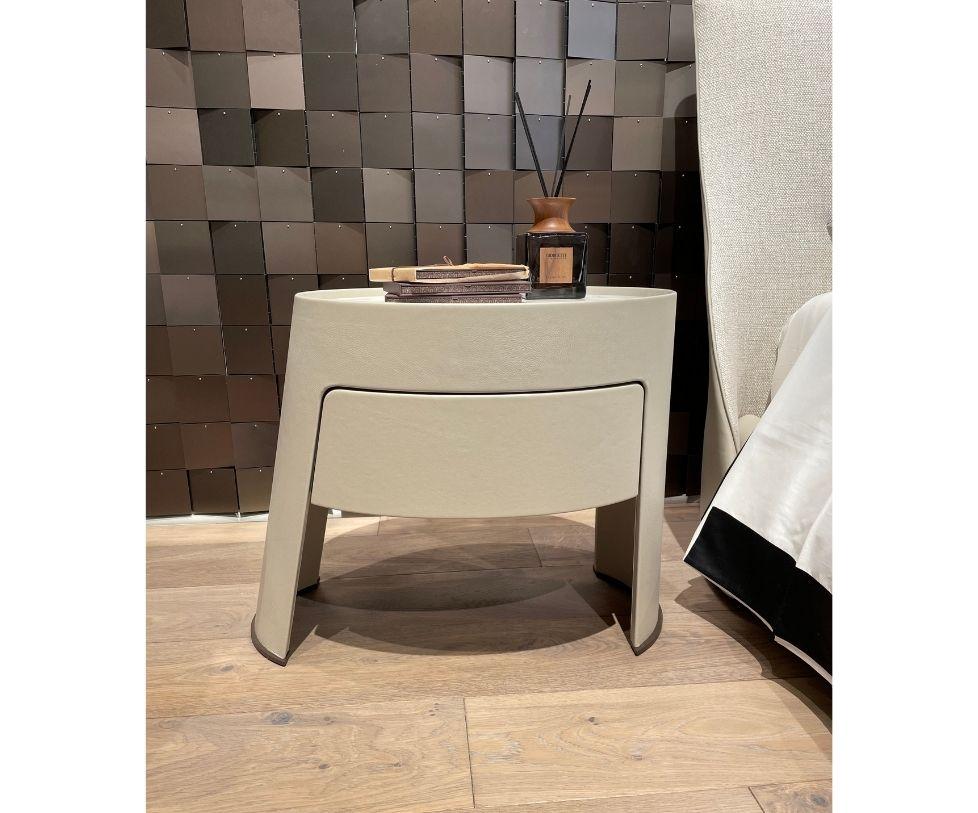Designed By Carlo Colombo

Qty 2. ﻿Sold as a set.﻿ Left and Right side included.

Morfeo is an accessory that gives a refined touch to any room.

A bedside cabinet in leather, forming a harmonious contrast with its surroundings. Leather never goes