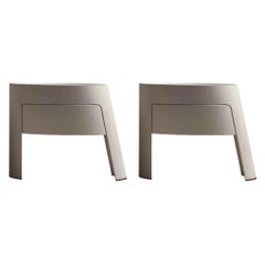 Morfeo Bed Side Tables in Leather (Set of 2) Giorgetti Designed By Carlo Colombo
