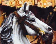 "Carousel" by Morgan Cameron, Oil painting Featuring Carousel Horse