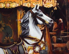 Carousel de Morgan Cameron, peinture à l'huile représentant un cheval de manège