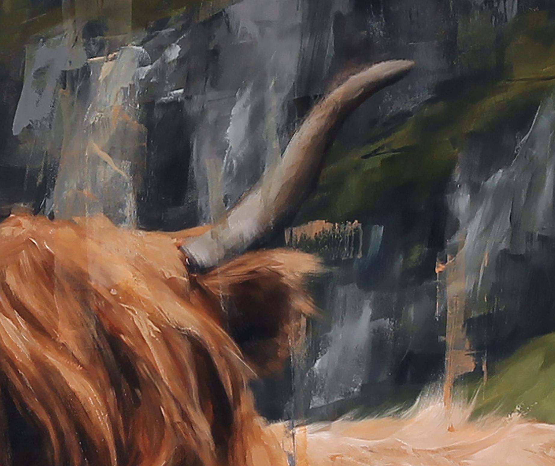 highland cow oil painting