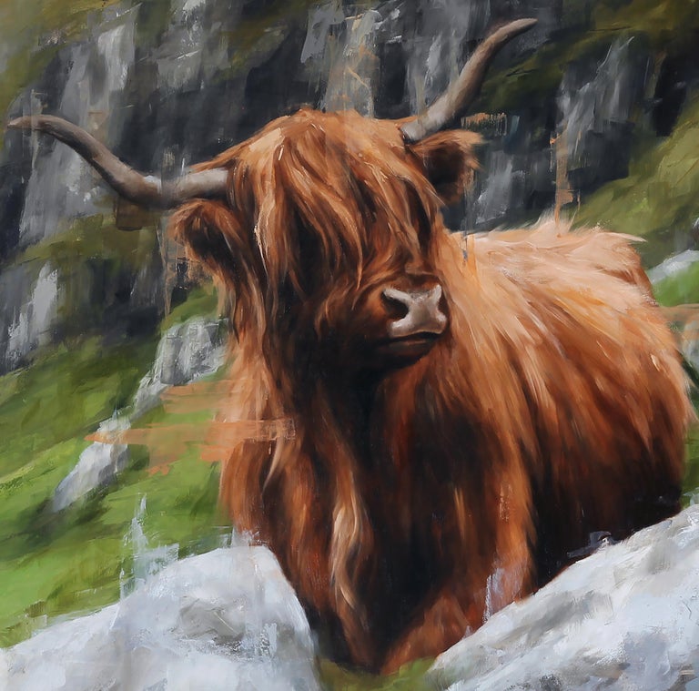 Highland Cow HANGING résine ornement antique bronze métal effet Rustique Arbre de Noel