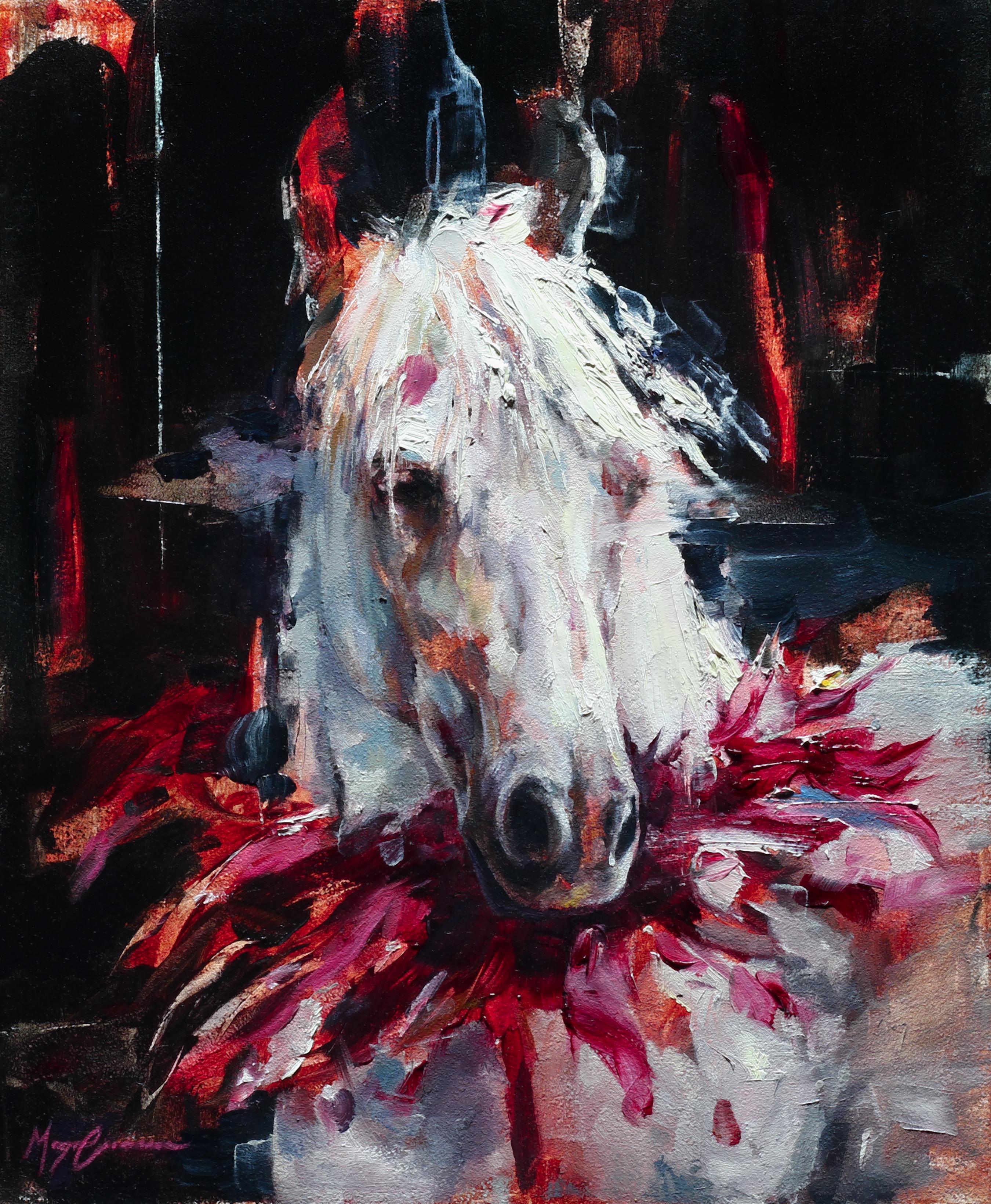 "Plumas de caballo" (2026) - Retrato animal abstracto, Pintura al óleo figurativa