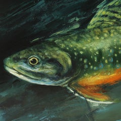 "Rainbow Trout" (2022) By Morgan Cameron, Animal Still-Life Oil Painting