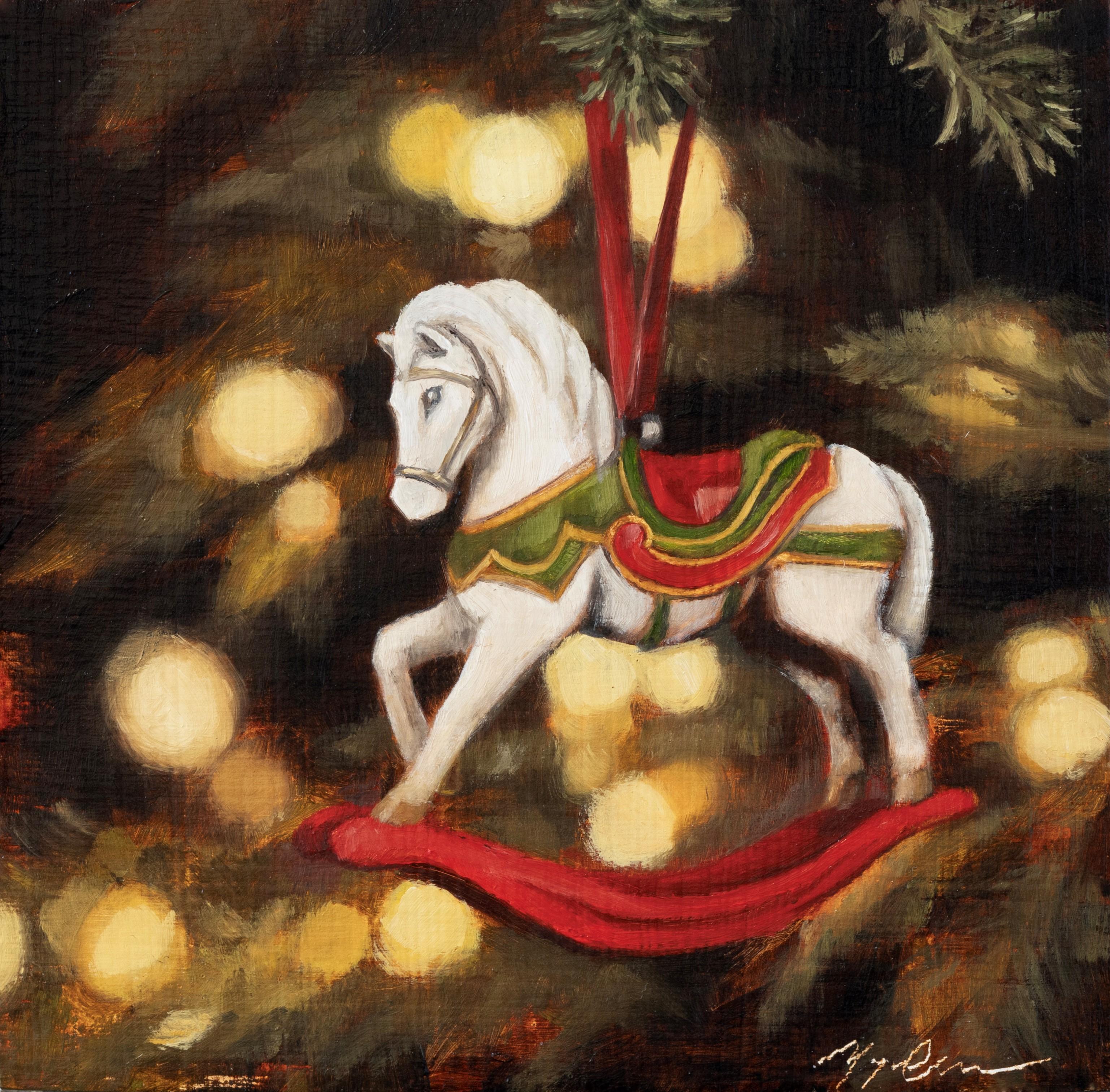 L'opera di Morgan Cameron (USA) "Rocking Horse Ornament" (2024) è un dipinto a olio su tavola originale fatto a mano che raffigura un primo piano di un cavallo a dondolo bianco appeso a un albero di Natale.

Informazioni sull'artista: 

Sono un