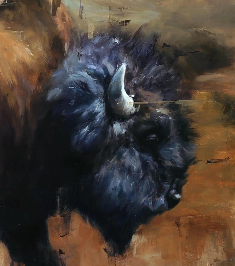 Morgan Cameron’s (US based) “Wanderer” is an oil painting on panel that depicts a Bison in the wild. 

This painting is unframed, but ready to hang.

About the artist: 

I am an oil painter based out of Southern Maine. My subject matter focuses