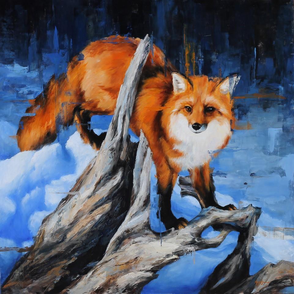 "Winter Fox", Oil painting