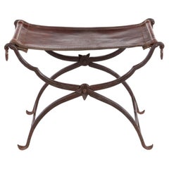 Morgan Colt Leather and Iron Curule Stool