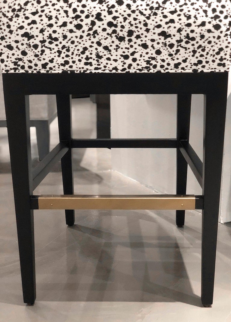 Counter Height Stool with back support and antique brass kick