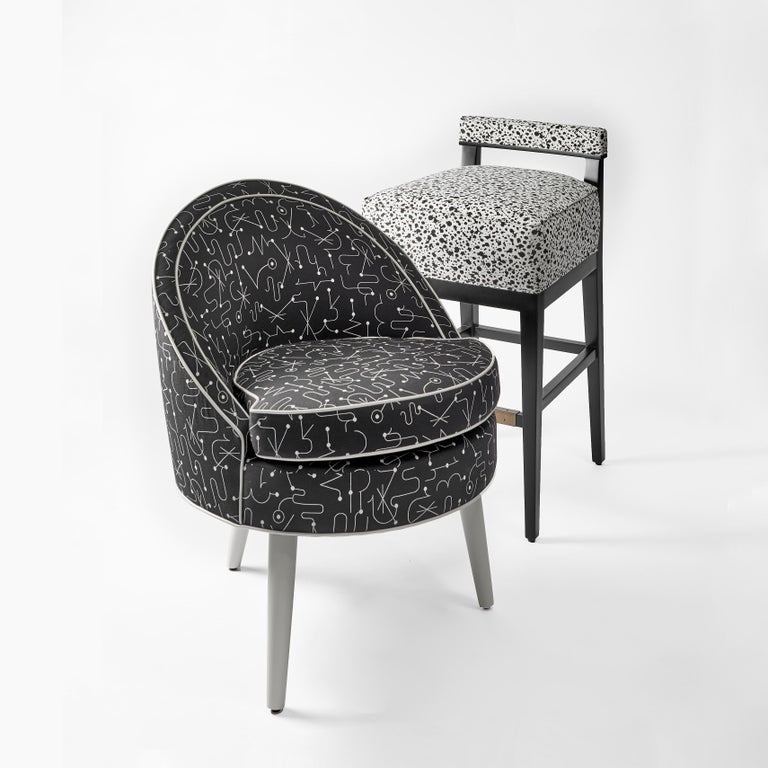 Counter Height Stool with back support and antique brass kick