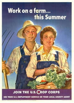 Original Join the U. S. Crop Corps, Work on a Farm this Summer vintage poster
