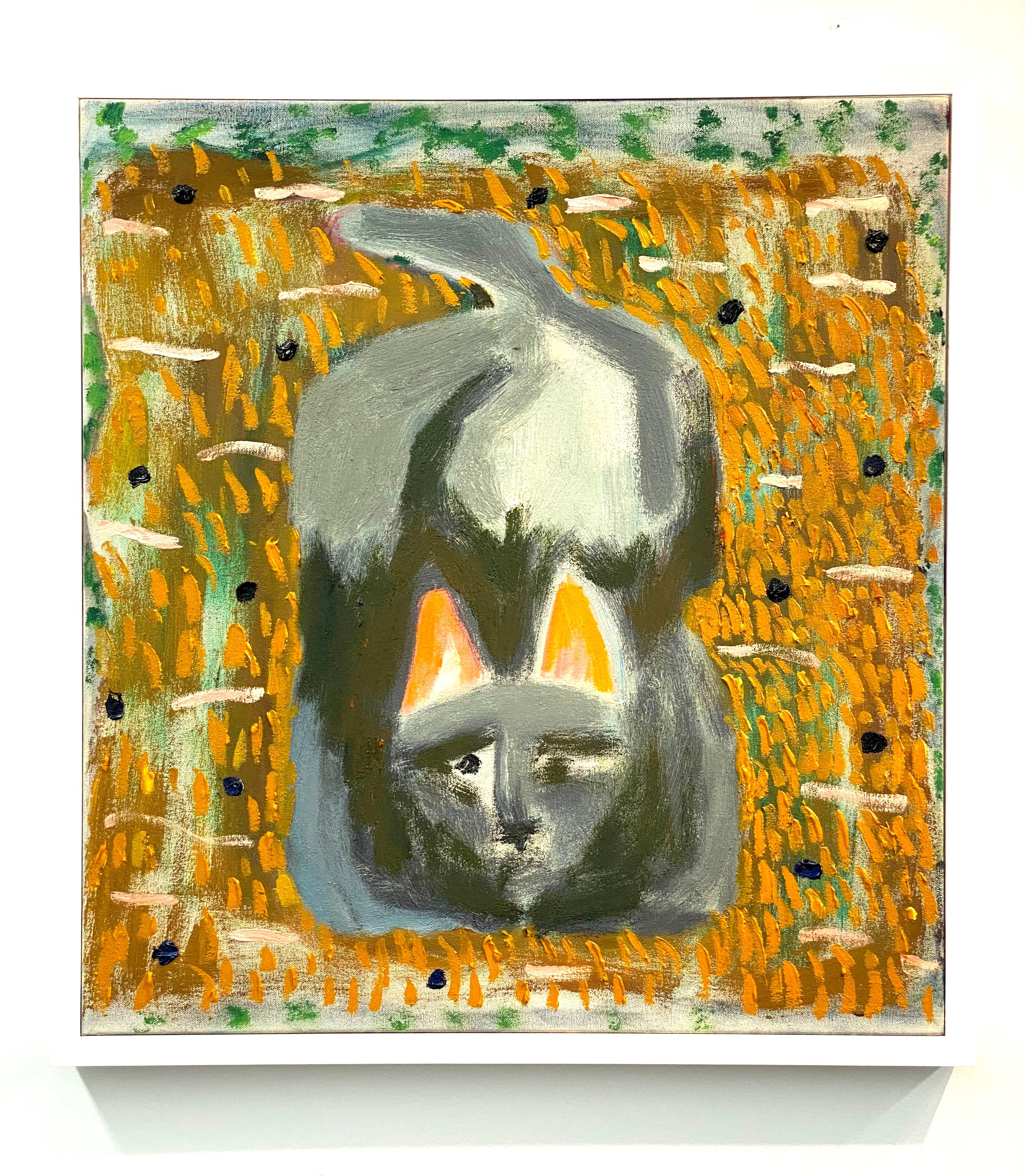 Scaredy Cat - Orange Pillow - Painting by Morgan Hobbs