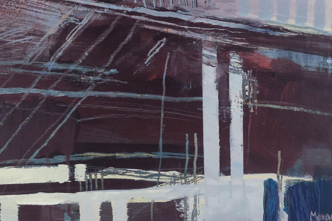 Morgan Johansson, artiste suédois répertorié. Huile sur planche. Toits des bâtiments Excellent état - En vente à København, Copenhagen