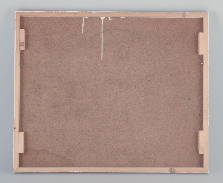 Morgan Johansson, artiste suédois répertorié. Huile sur planche. Toits des bâtiments en vente 1