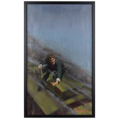 Man on a Speeding Train Oil Painting by Morgan Kane 
