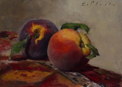 Peaches, Oil on Linen, Light & Shadow, SW Art  Artists 21 under 31 2020, Fruit