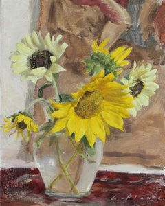 Sunflowers w/Tapestry, Oil, Floral, SW Art  Artists 21 under 31 2020, Interior