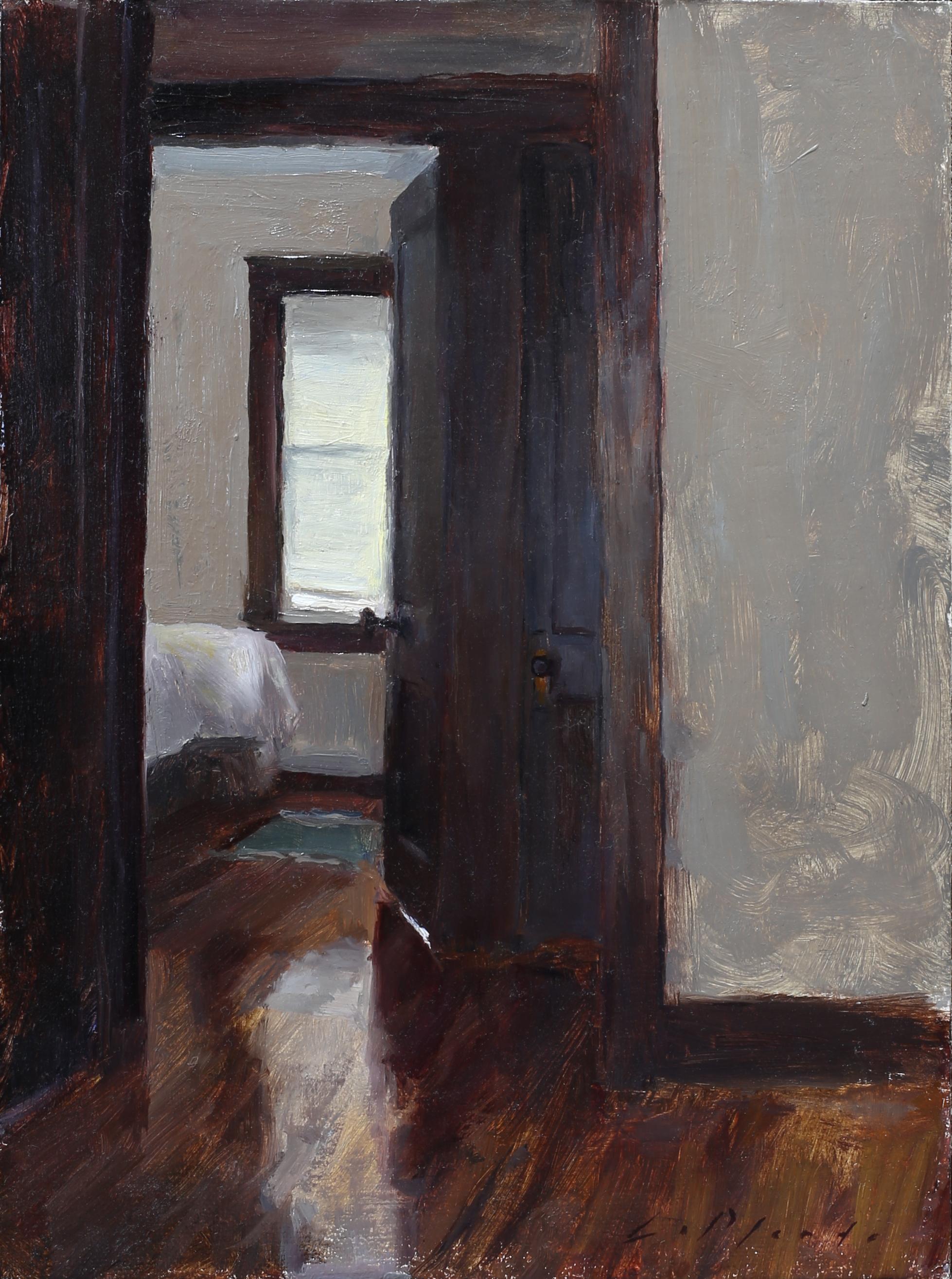 Morgan LaPlante Interior Painting - The Bedroom , Oil, Light 
Shadow, SW Art  Artists 21 under 31 2020, Interior