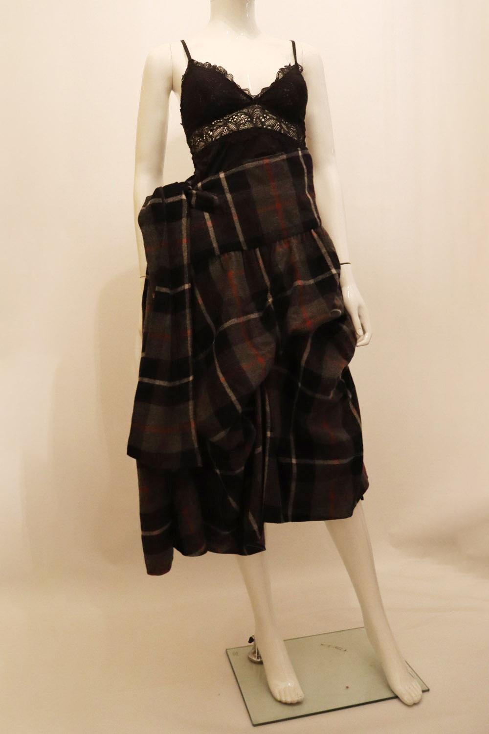 Falda de cuadros de lana Morgane Le Fay Negro en venta