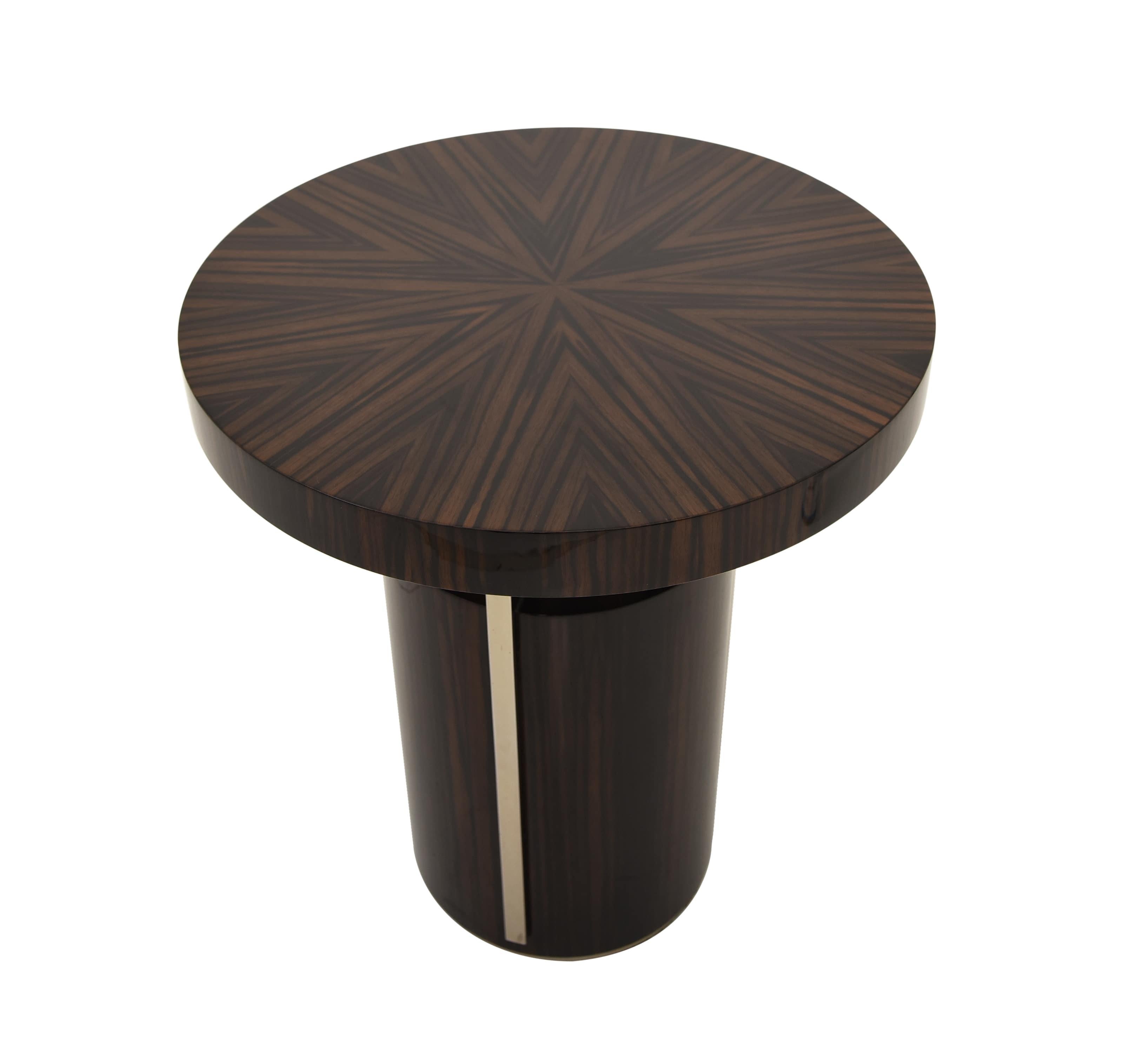 Modern Morgan Round Side Table With Smoke Brass Details For Sale