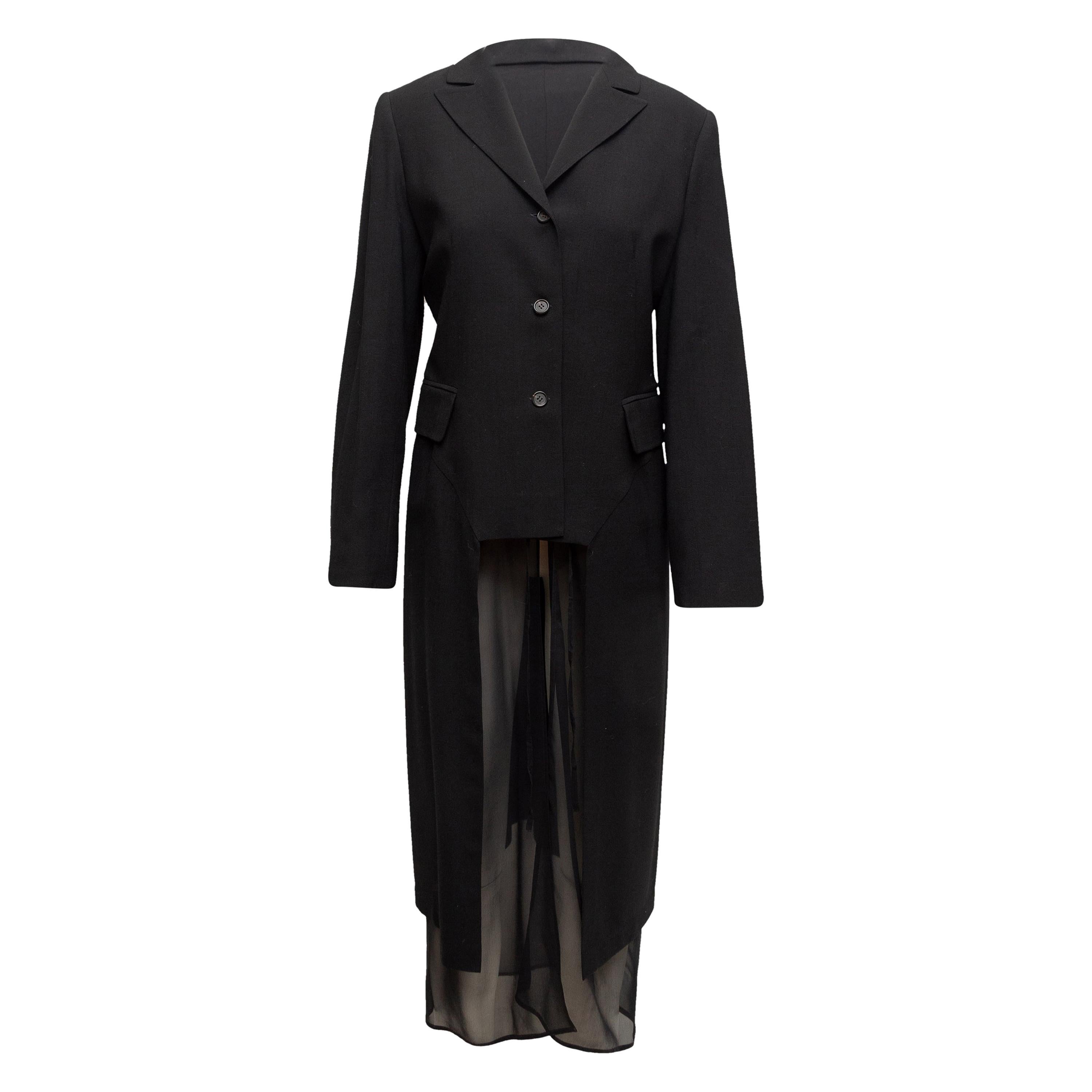 Morgane Le Fay Black Wool Maxi Blazer