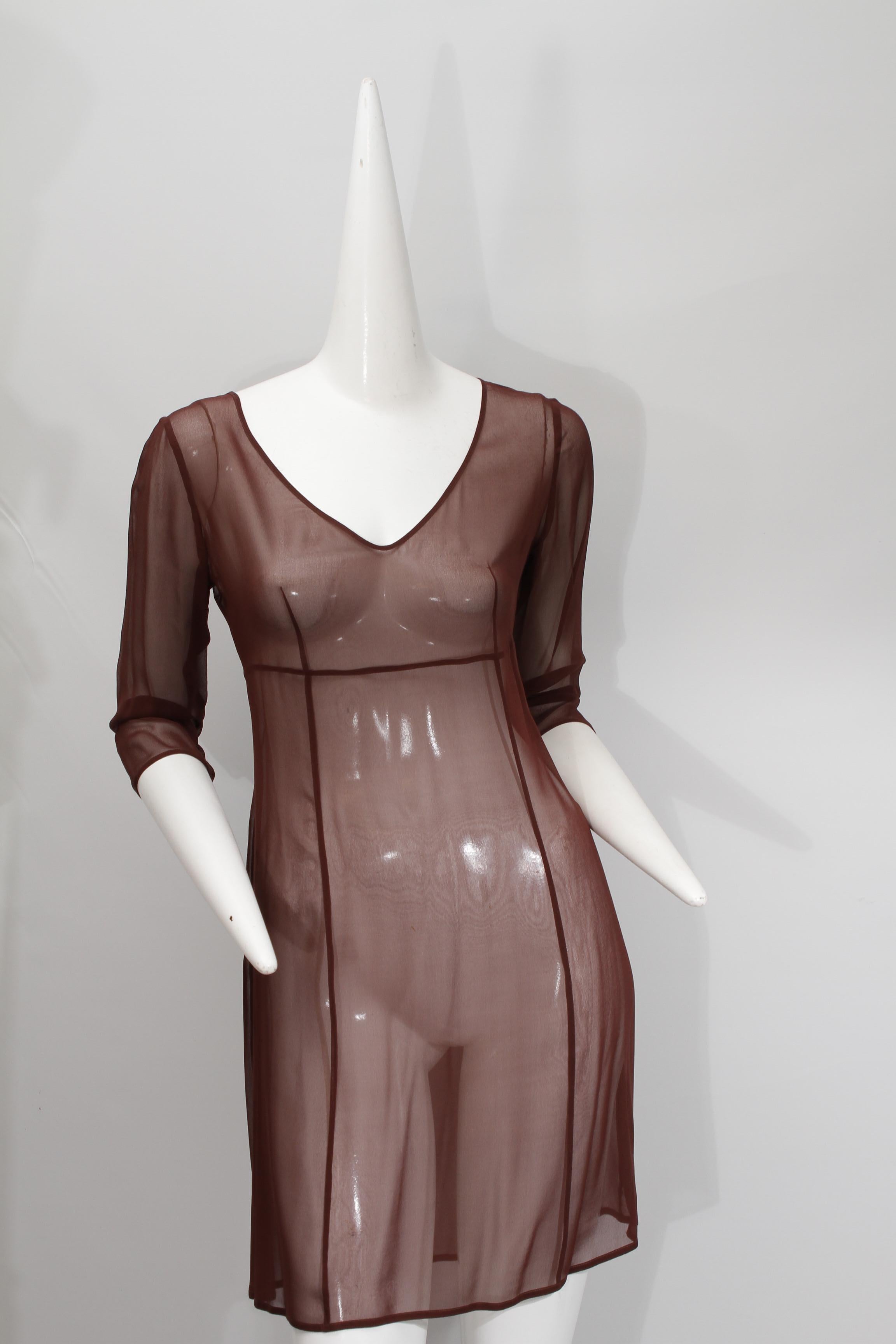 MORGANE LE FAY, Chocolate Three-Piece Sheer Tiered Silk Ensemble, 1980s

Three-piece ensemble can be worn separately or together: midi, knee-length and long ankle length. All 100% Silk, sleeveless except for the midi, the midi has three-quarter