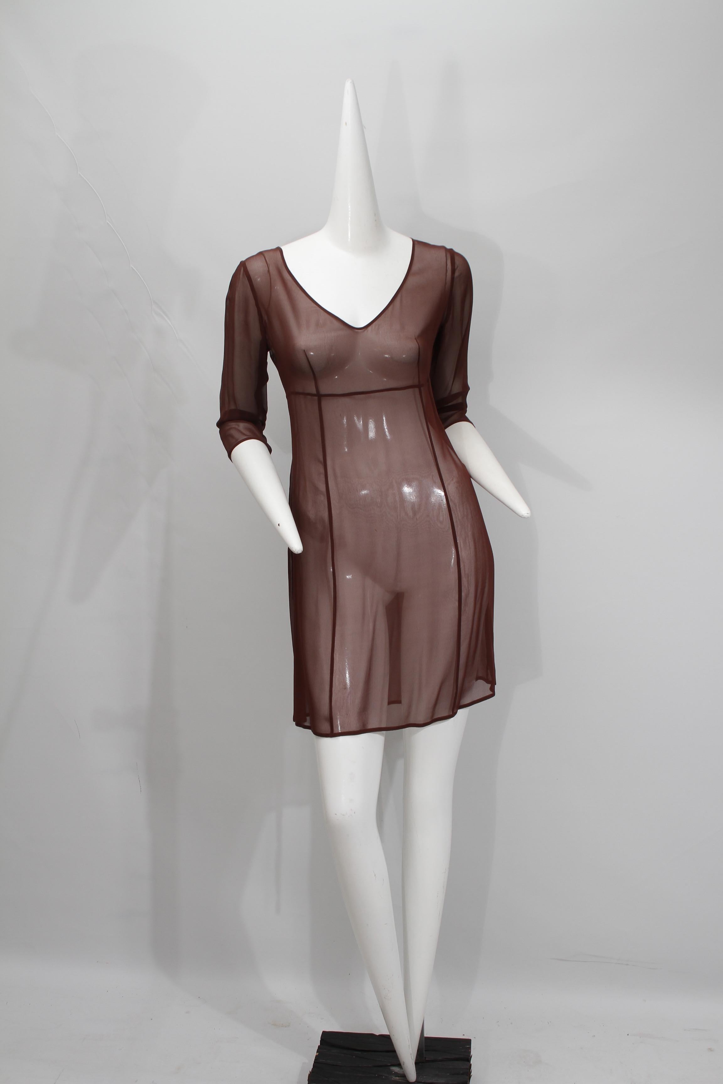 Black MORGANE LE FAY, Chocolate Three-Piece Sheer Tiered Silk Ensemble, 1980s For Sale