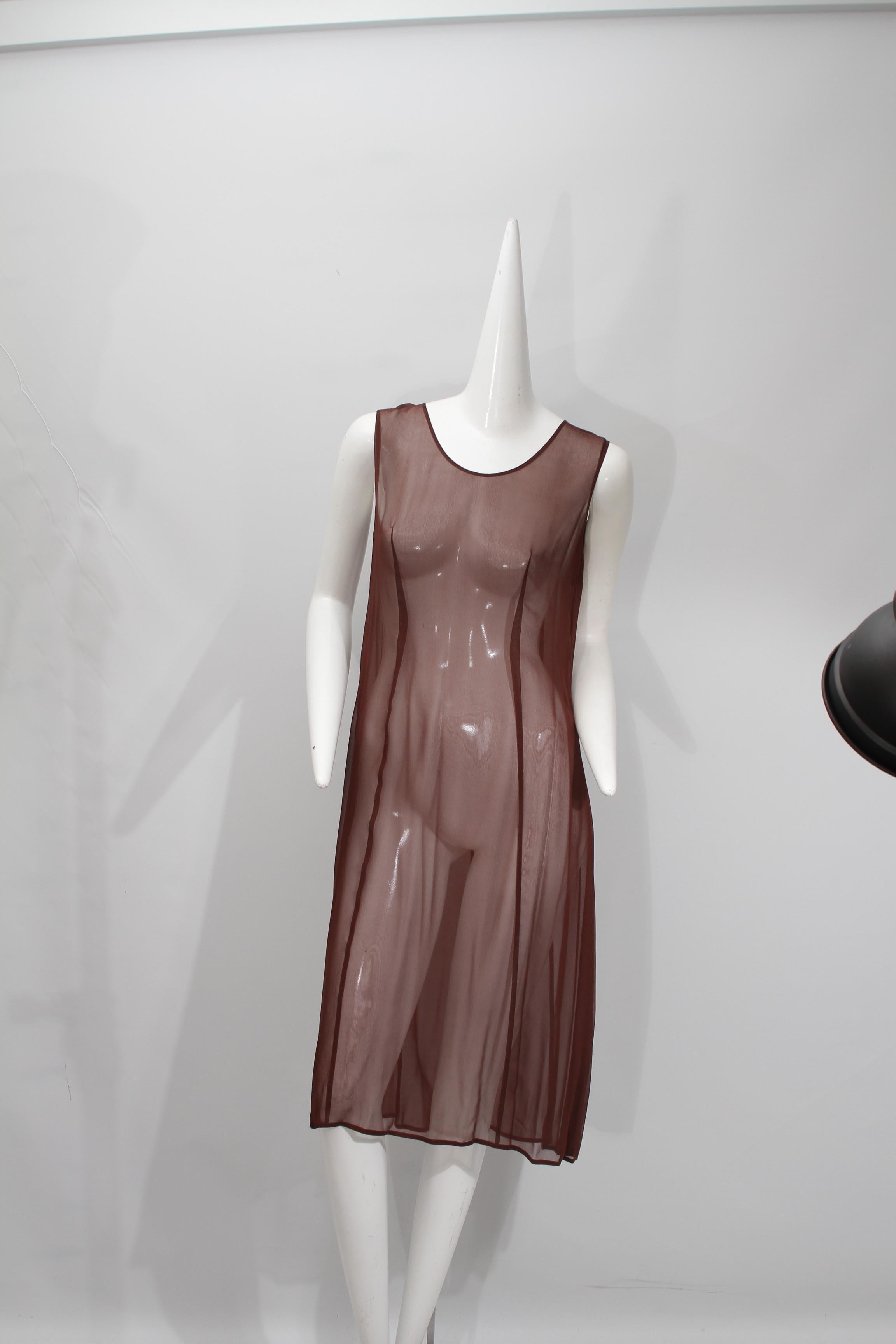 MORGANE LE FAY, Chocolate Three-Piece Sheer Tiered Silk Ensemble, 1980s For Sale 2