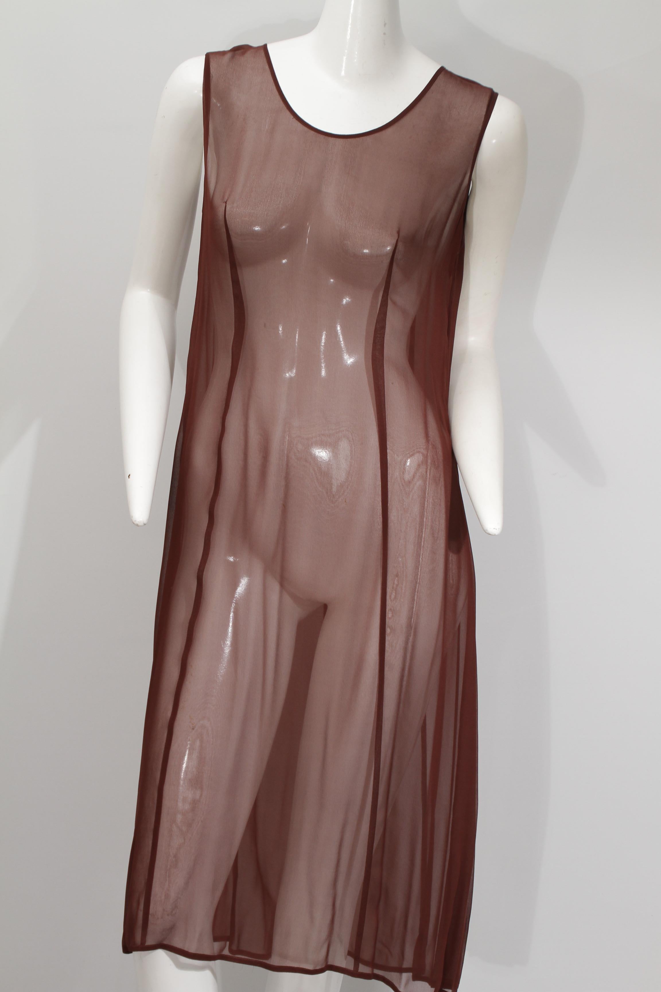 MORGANE LE FAY, Chocolate Three-Piece Sheer Tiered Silk Ensemble, 1980s For Sale 3