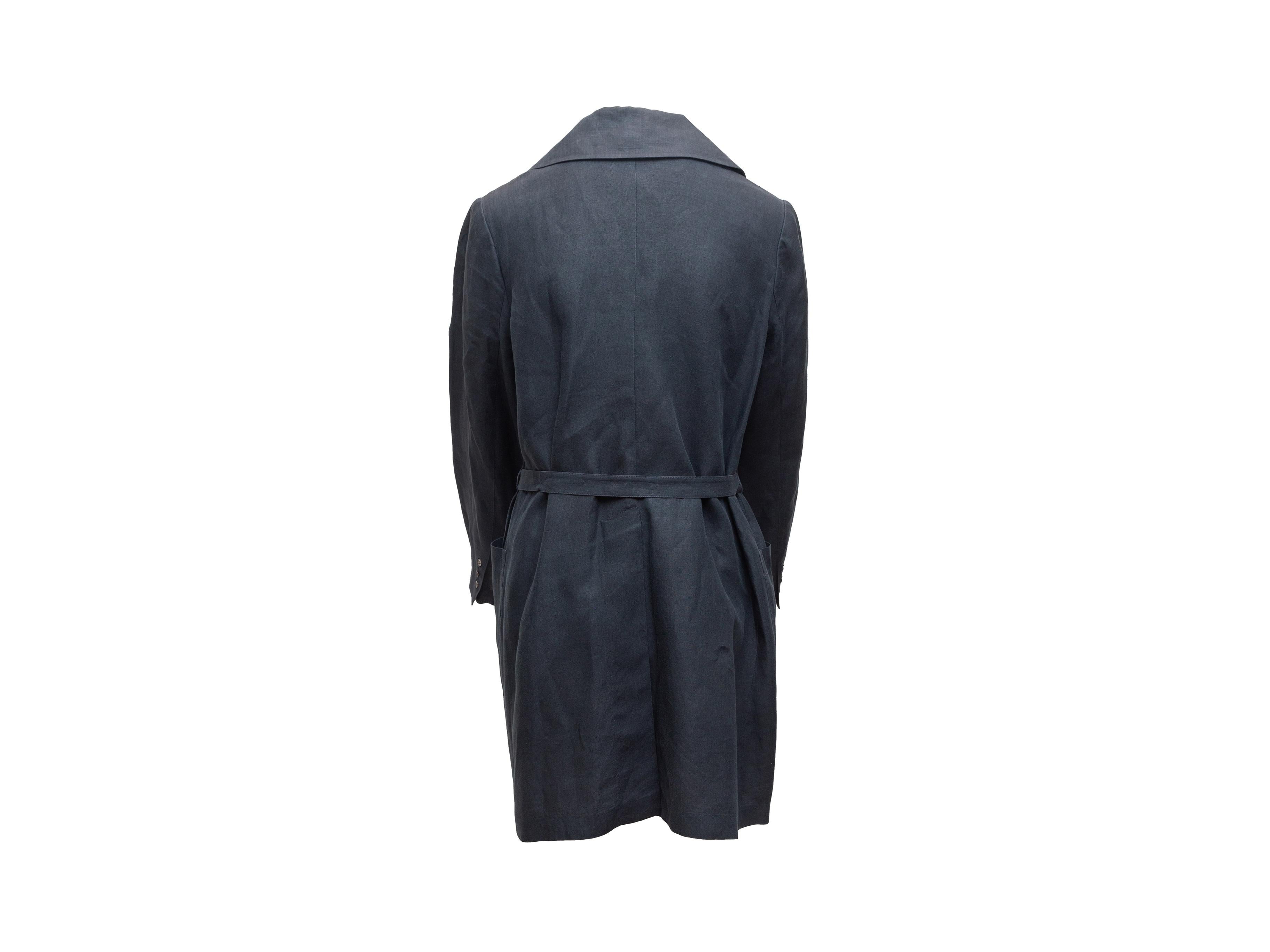 Black Morgane Le Fay Navy Linen Double-Breasted Coat