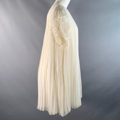 MORGANE LE FAY Size M Off White Ivory Silk Pleated Tent Knee-Length Dress