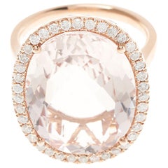 Morganite 12.16 Carat Diamond 18 Carat Rose Gold Dress Ring