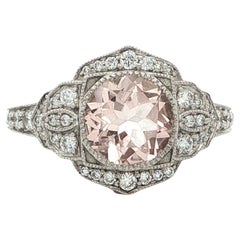Morganite 1.36ct & Diamond Ring in 14K White Gold