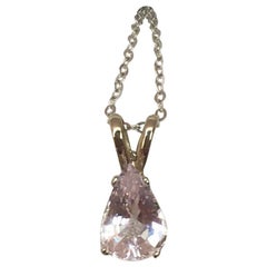 Morganite 14 Karat White Gold Pendant 1.00 Carat Pear Cut Peach Orange Pink