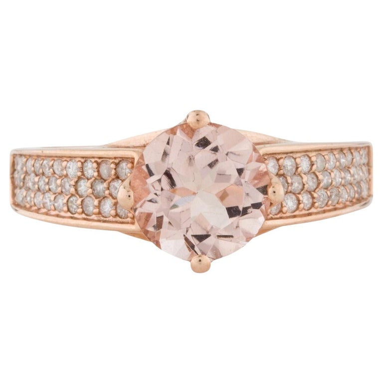 14K Rose Gold Round Ring and Diamond Royal Ring For