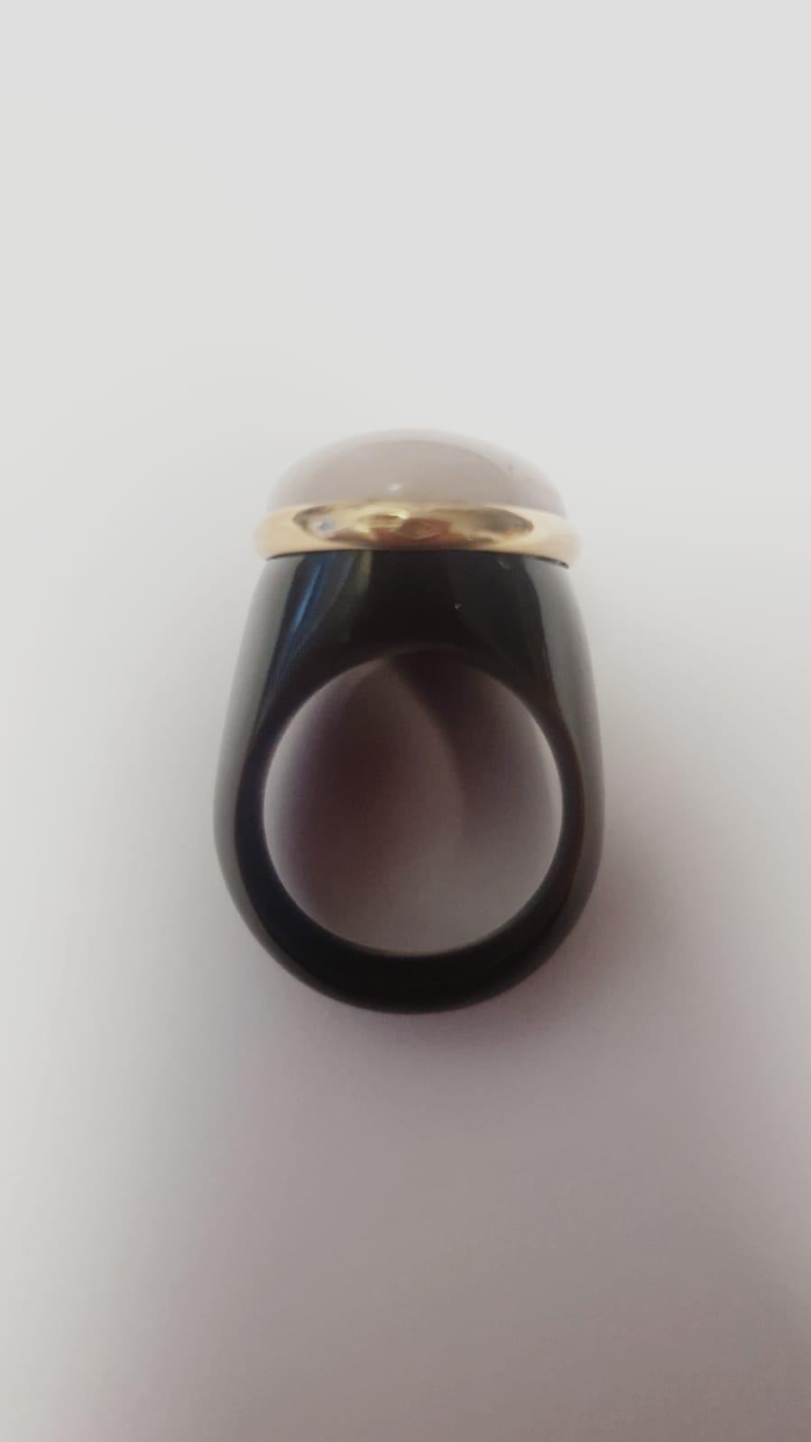Artisan Morganite 18 Karat Gold Dome Ring For Sale