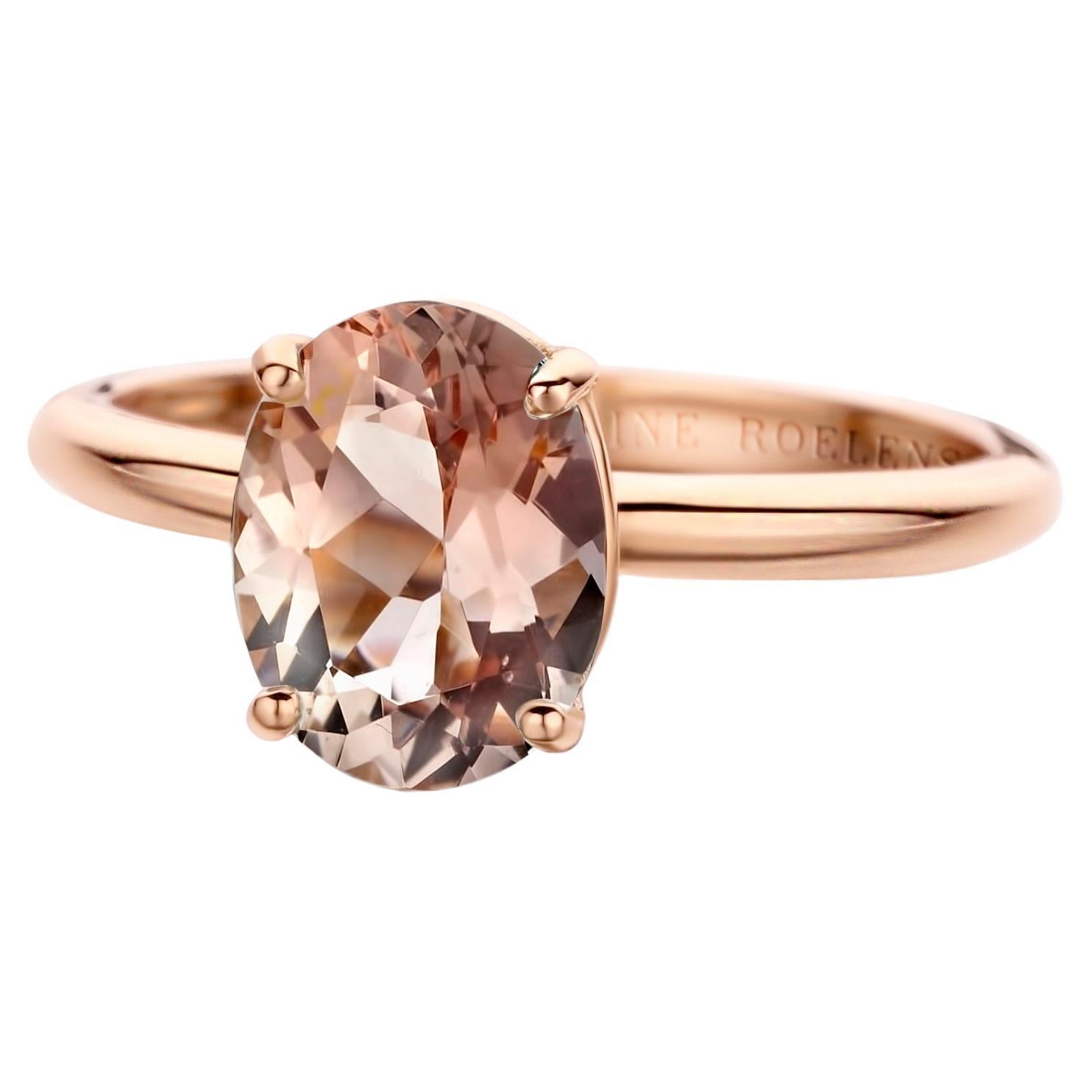 Bague de fiançailles en or rose 18 carats Morganite