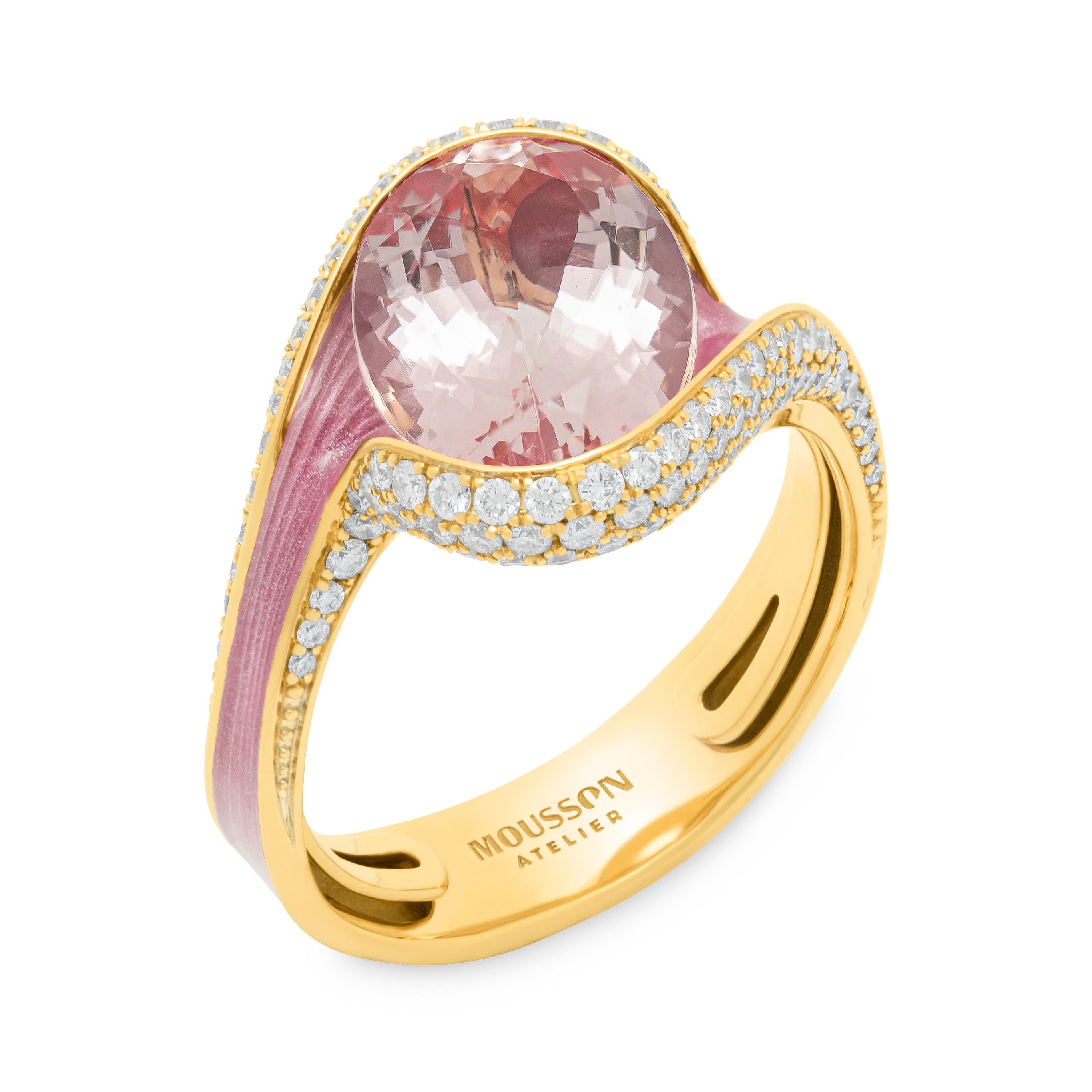 Morganite 3.83 Carat Diamonds Enamel 18 Karat Yellow Gold Melted Colors Ring

Introducing our new Ring from so popular Melted Colors Collection. This collection is filled with all the colors of the rainbow. All stones are perfectly matched in color