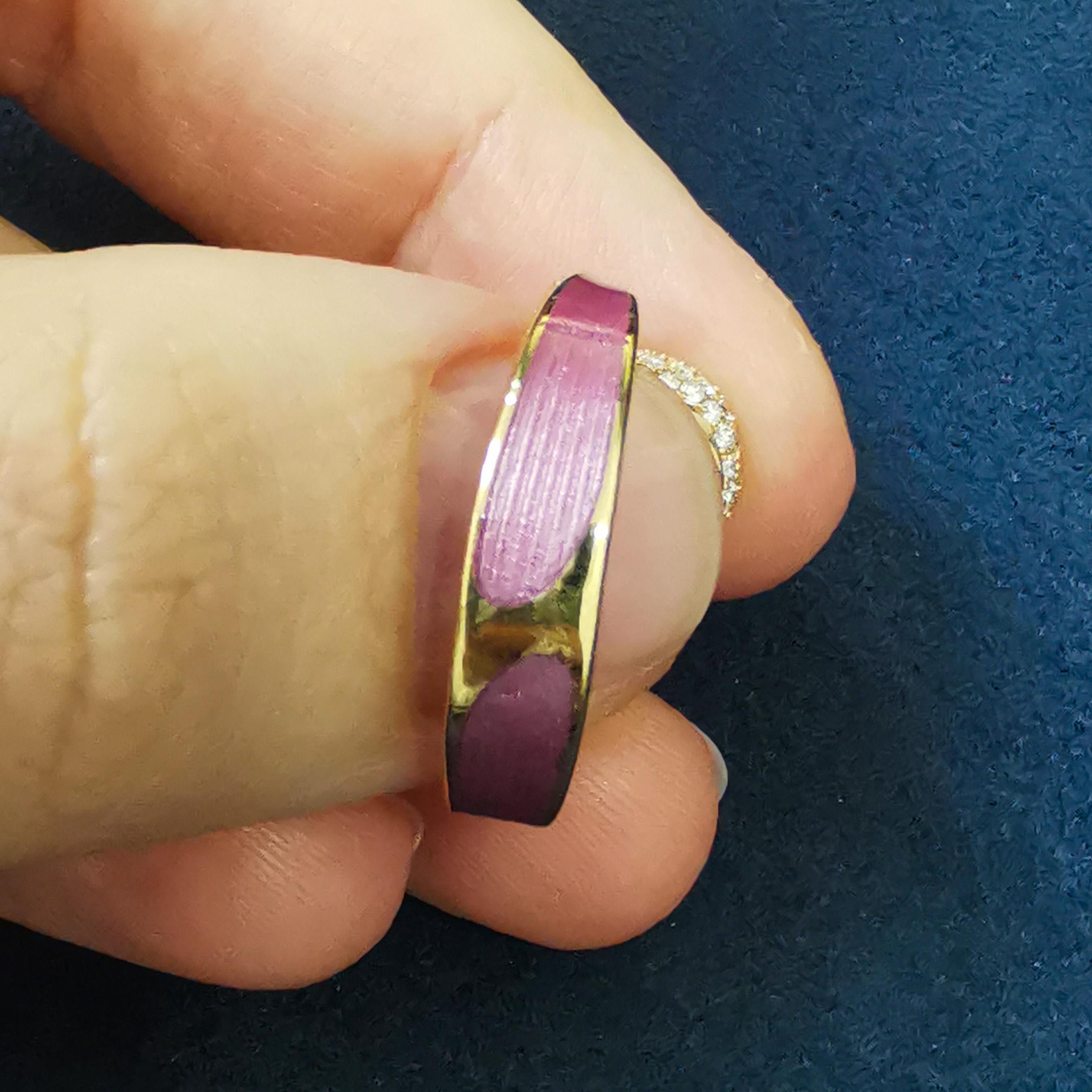 Morganit 3,83 Karat Diamanten Emaille 18 Karat Gelbgold Geschmolzene Farben Ring im Zustand „Neu“ im Angebot in Bangkok, TH