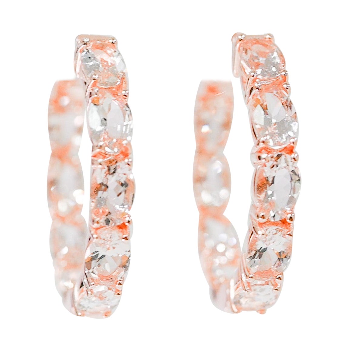 Pendientes de mujer de Morganita 925 astilla chapada en metal rosa 18K 1MM7,140 cts.
