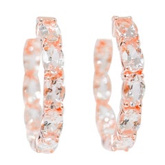 Morganite 925 Sliver 18K Rose Metal Plated 1MM Women's Earrings7.140 cts.