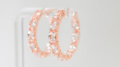 Morganite 925 Sliver 18K Rose Metal Plated 1MM Women's Earrings7.140 cts.