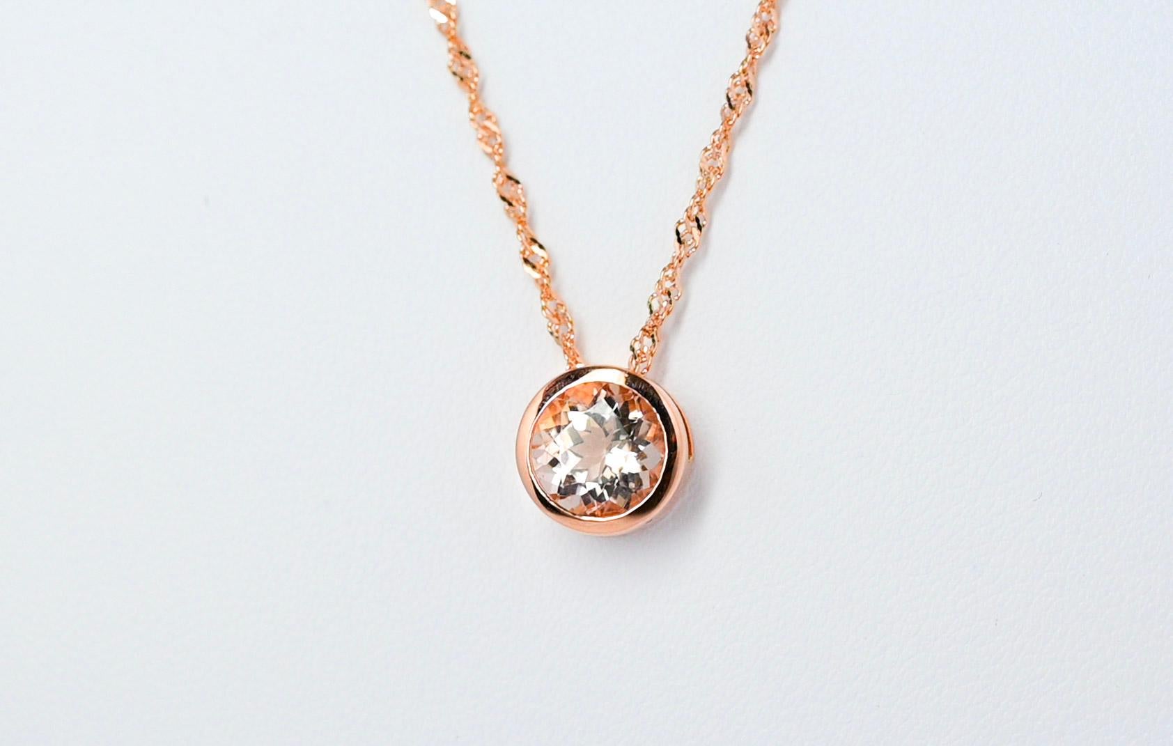 Modern Morganite 925 Sterling Silver 18k 1mm Rose Metal Platted Women's Pendant Jewelry For Sale